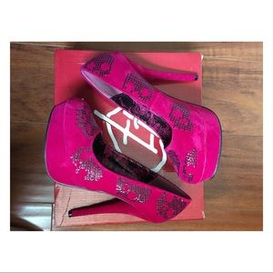 Hot pink platform heels